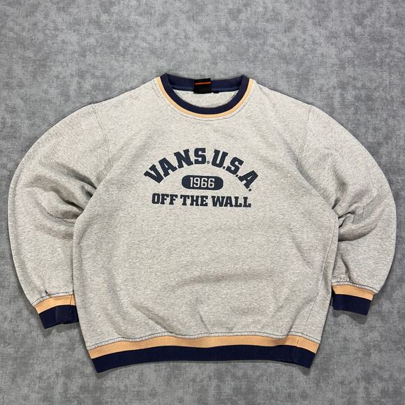 Vans Other - Vintage Vans Off The Wall 1966 Crewneck Sweatshirt Gray Navy Tan Y2K Mens Large